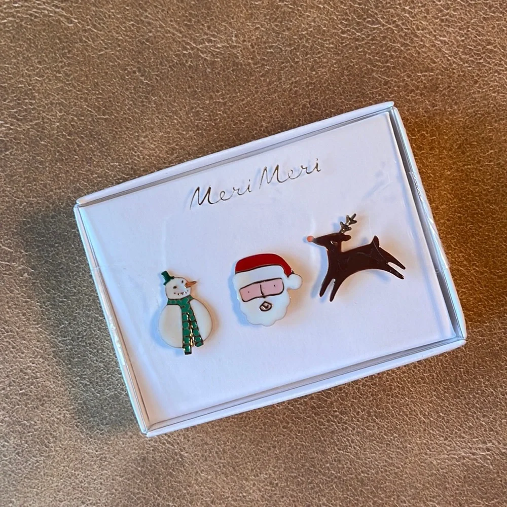Meri Meri 3 Christmas Character Enamel Pin Brooches